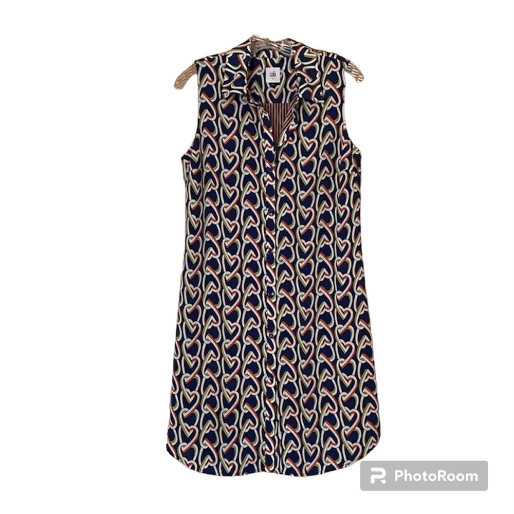 Cabi Shirt Dress, silky, little hearts. lined so cute on. Sz small